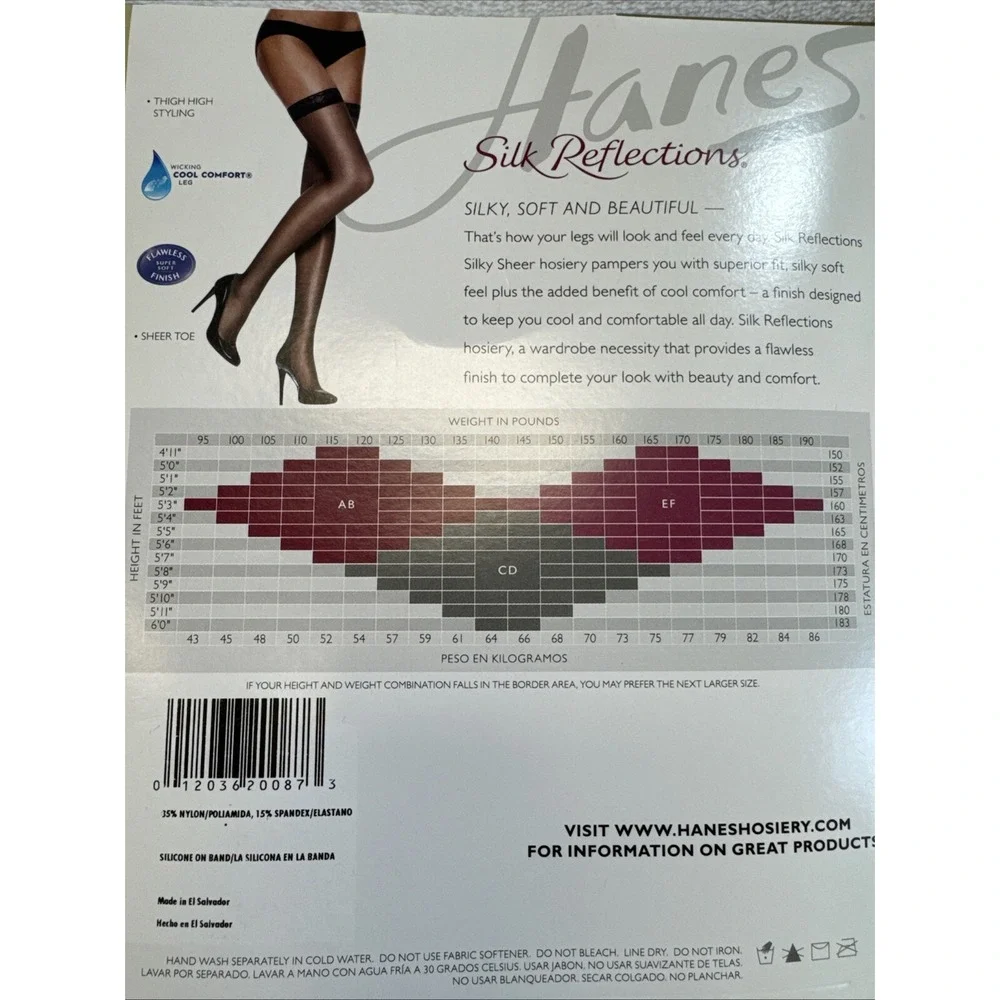Hanes Silk‎ Reflections Thigh Highs Silky Sheer Style 720 Size CD Little Color